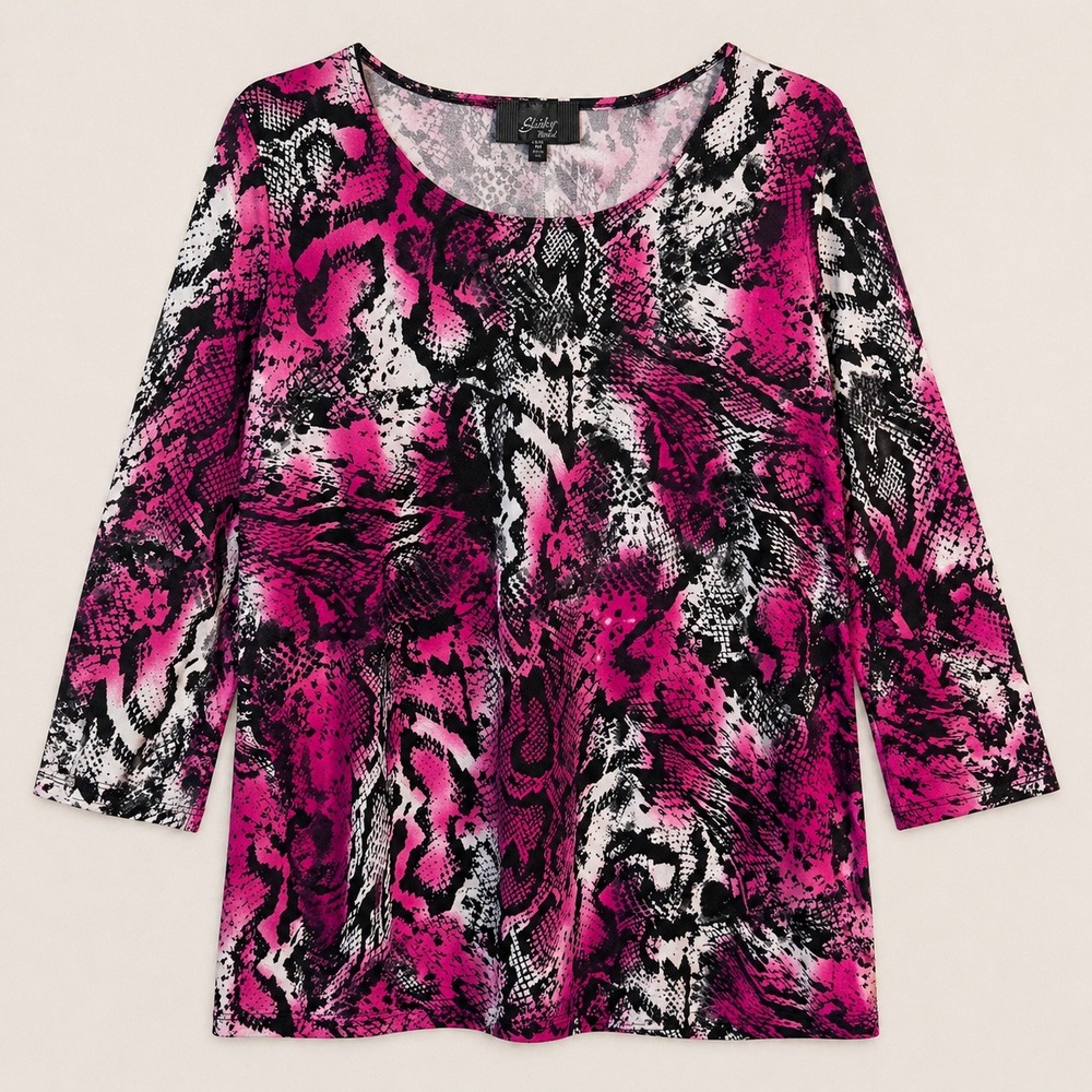 Y2K Slinky Brand‎ Hot Pink Snakeskin Animal Print Oversized Tunic Maximalist M